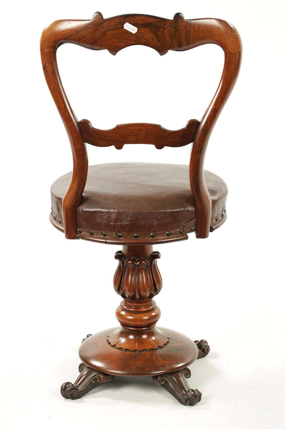 A 19TH CENTURY ROSEWOOD REVOLVING MUSIC CHAIR - Image 9 of 9