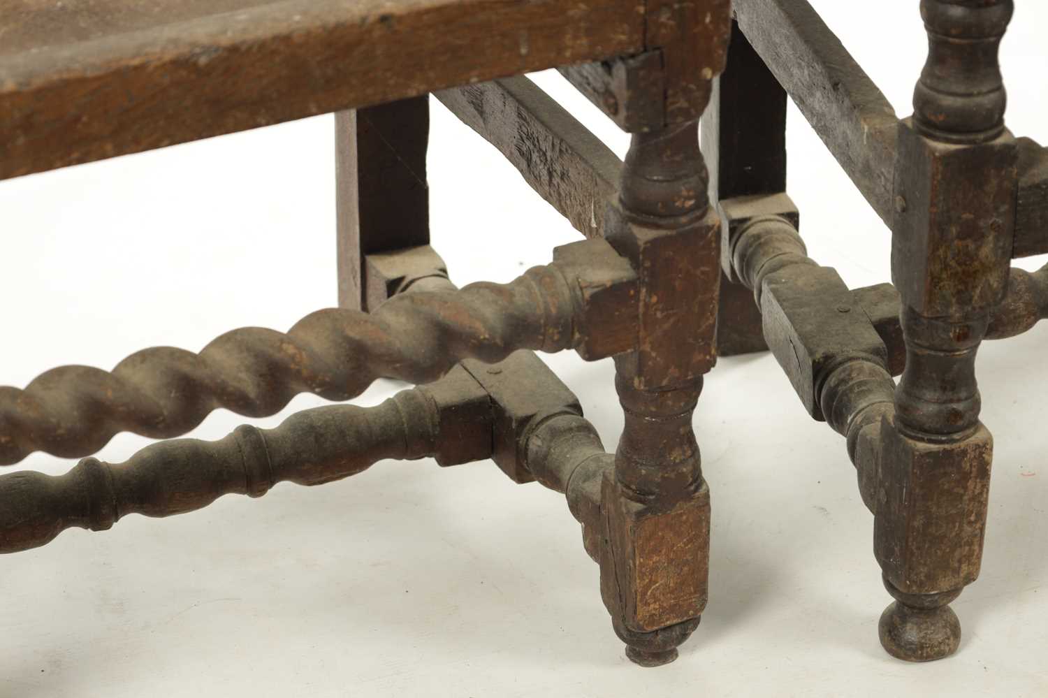 A RARE SET OF FOUR 17TH CENTURY CARVED OAK SIDE CHAIRS - Image 4 of 10