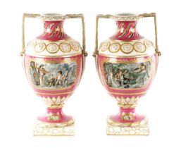 A FINE PAIR OF BERLIN PORCELAIN URN-SHAPED VASES