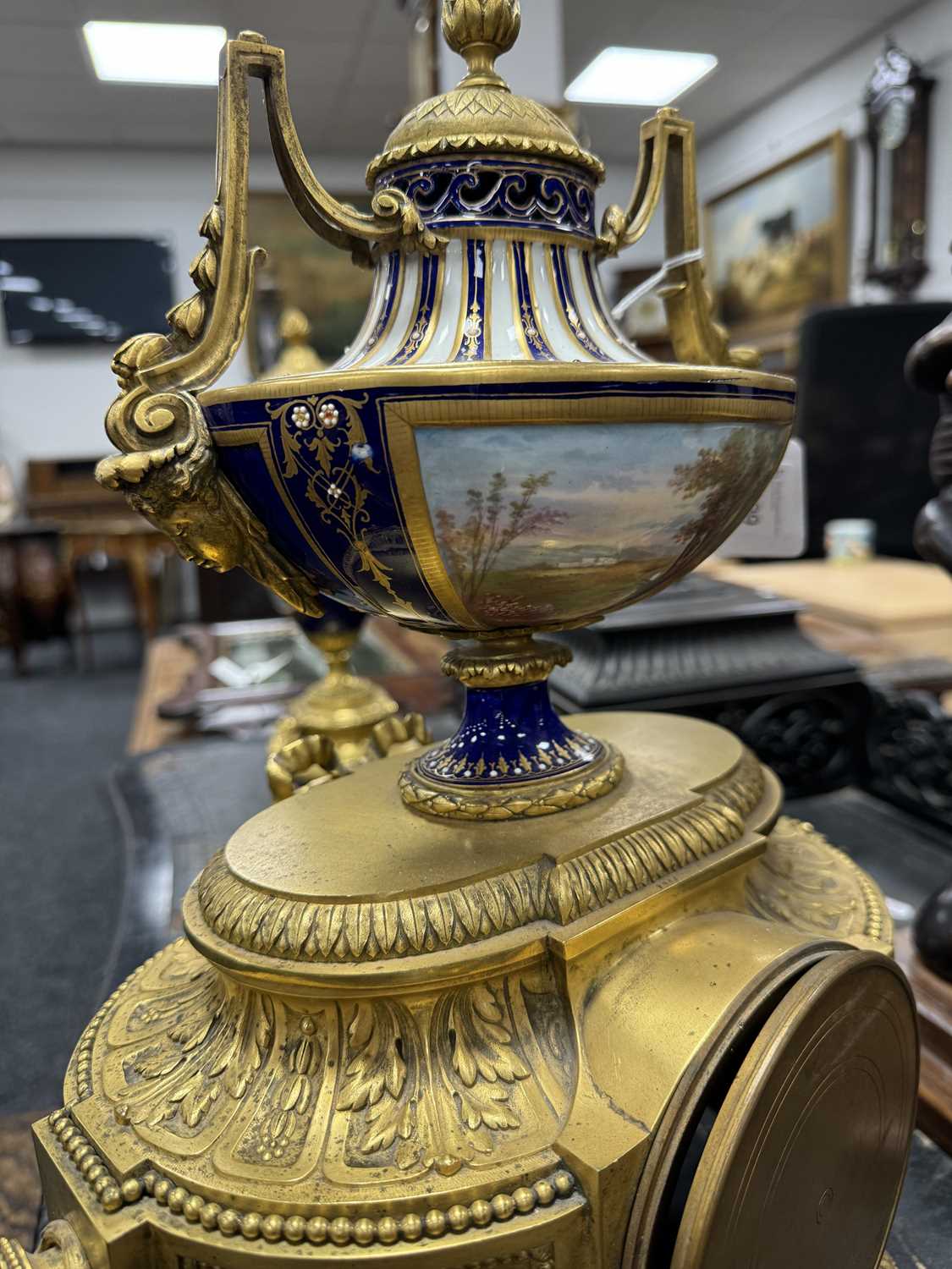 A FINE 19TH CENTURY FRENCH ORMOLU AND SEVRES PORCELAIN CLOCK GARNITURE - Image 12 of 12