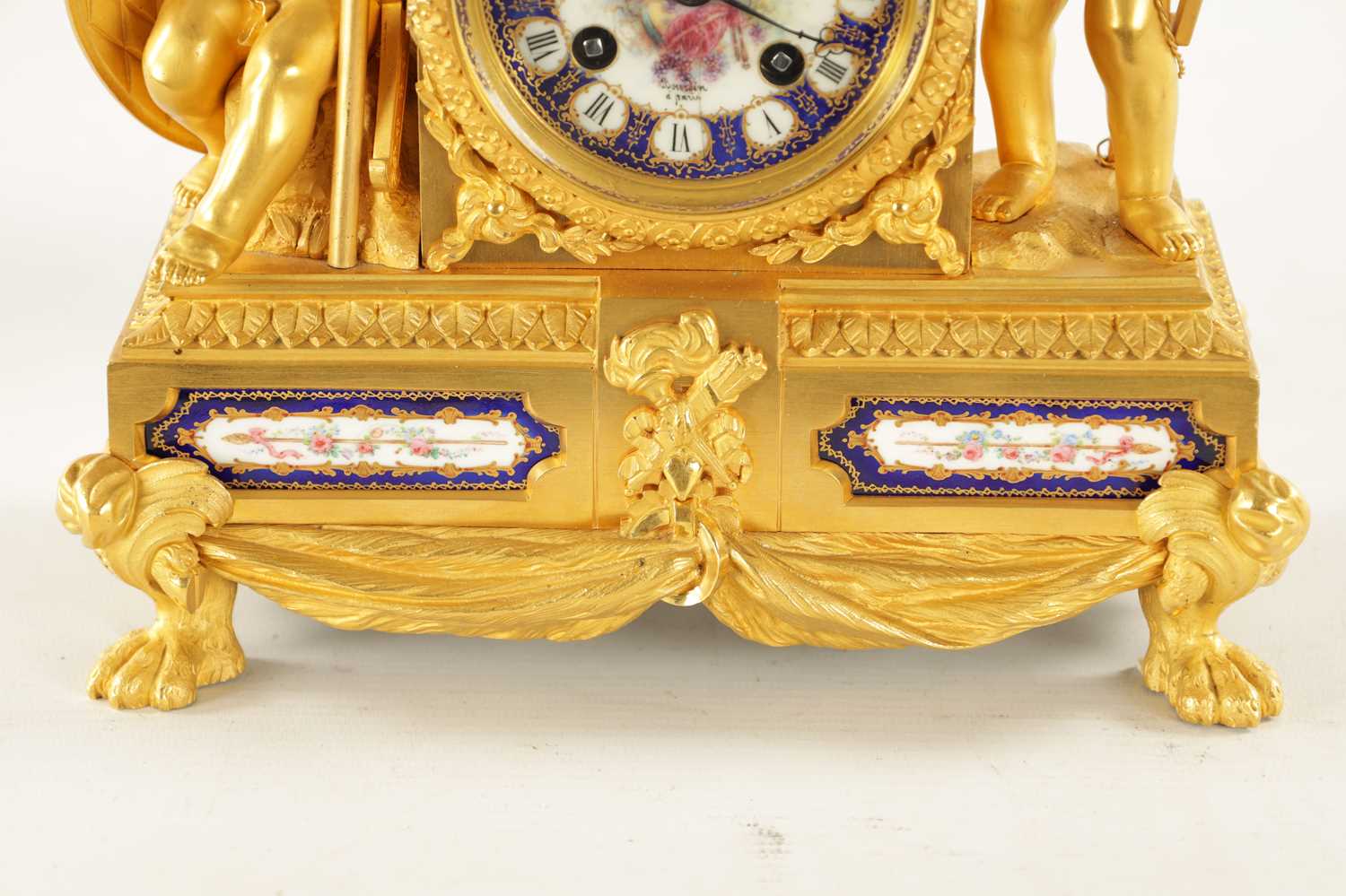 A FINE 19TH CENTURY GILT ORMOLU SEVRES PANELLED MANTEL CLOCK - Image 5 of 10
