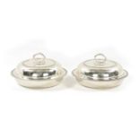 A GOOD PAIR OF PAUL STORR CIRCULAR SILVER ENTREE DISHES OF LARGE SIZE