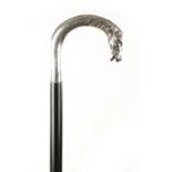 AN EARLY 20TH CENTURY CONTINENTAL SILVER-HANDLED WALKING STICK