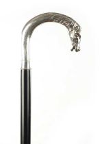 AN EARLY 20TH CENTURY CONTINENTAL SILVER-HANDLED WALKING STICK