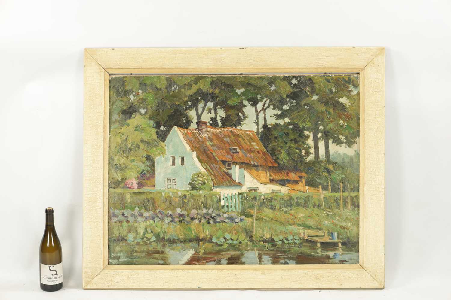 AN EARLY 20TH CENTURY IMPASTO OIL ON CANVAS COUNTRY COTTAGE LANDSCAPE - Image 2 of 6