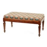 A LATE 18TH CENTURY MAHOGANY UPHOLSTERED DRESSING ROOM STOOL