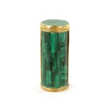 A 19TH CENTURY ORMOLU MOUNTED MALACHITE LIDDED CANNISTER