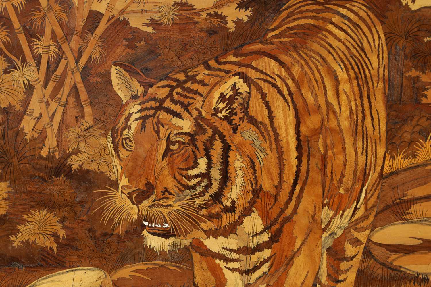 AN EARLY 20TH CENTURY INDIAN MARQUETRY INLAID HARDWOOD PANEL - Image 3 of 7