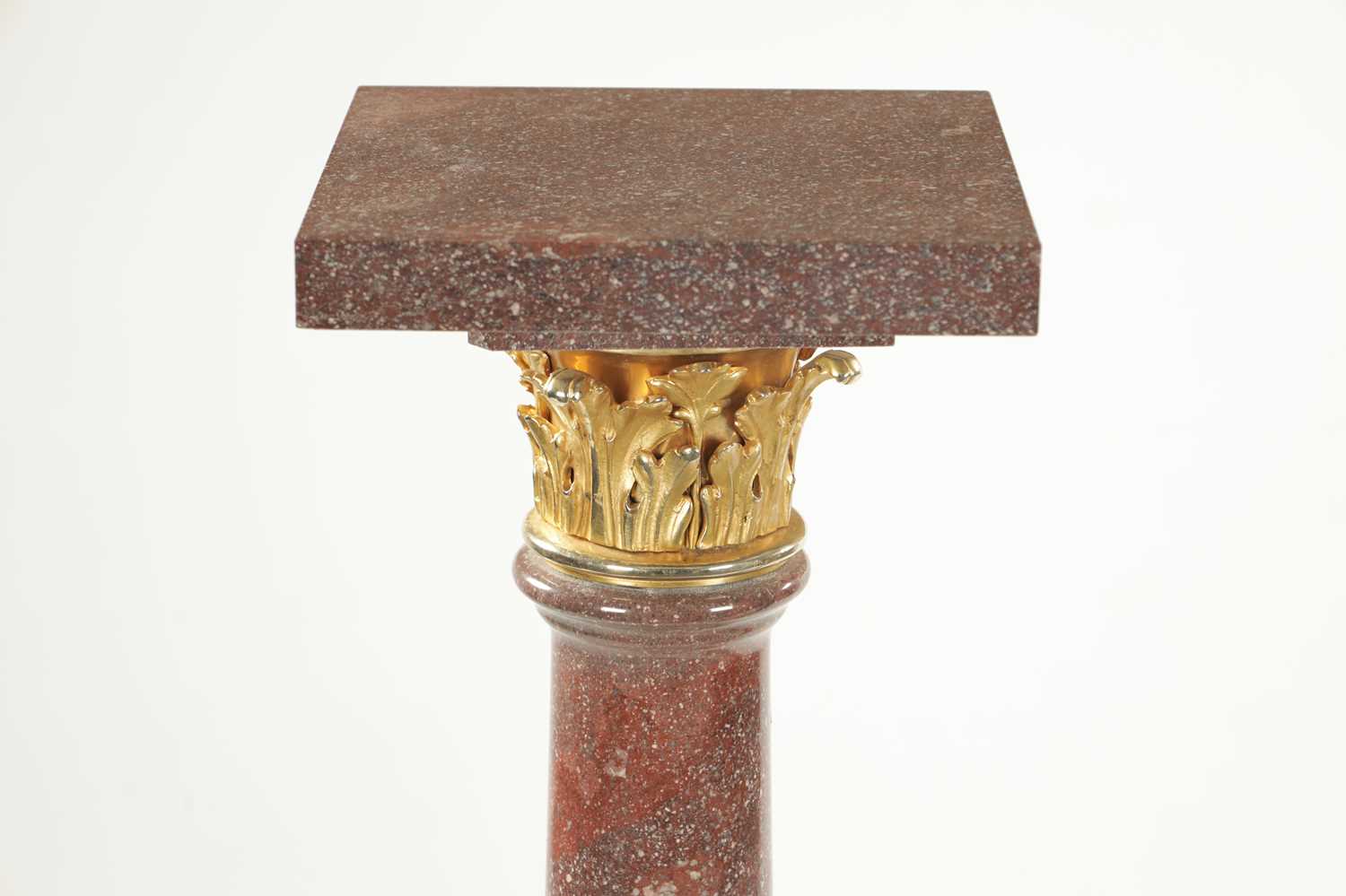 A PAIR OF 20TH CENTURY PORPHYRY TYPE AND ORMOLU MOUNTED COLUMNS - Image 4 of 7