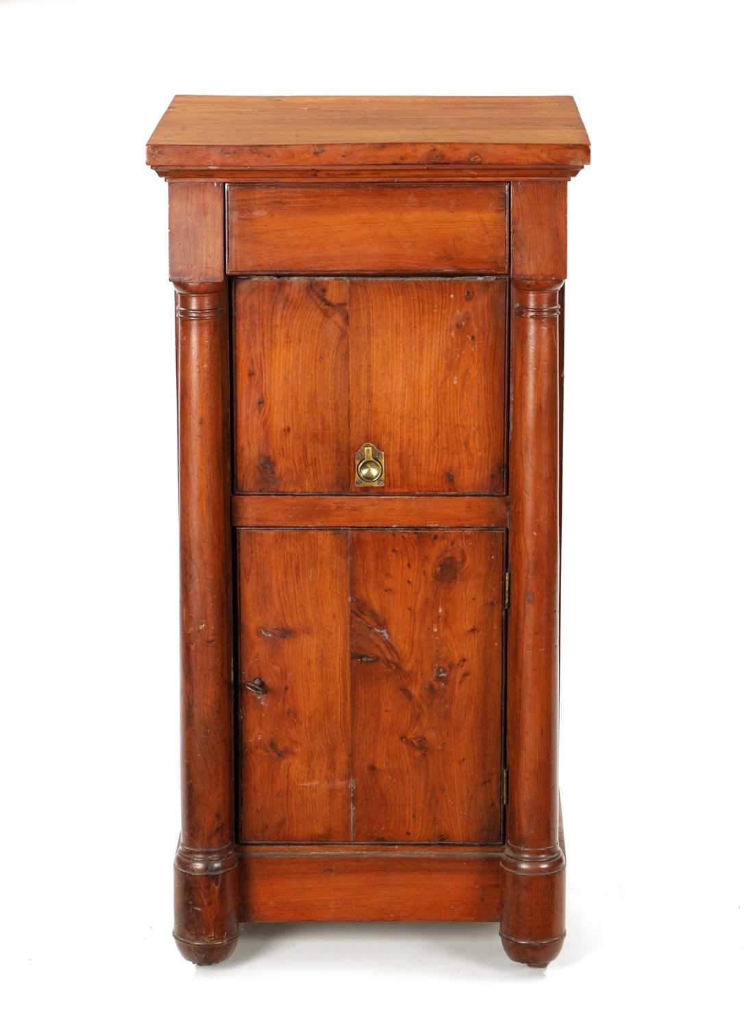AN 18TH CENTURY EMPIRE STYLE YEW-WOOD BEDSIDE CABINET