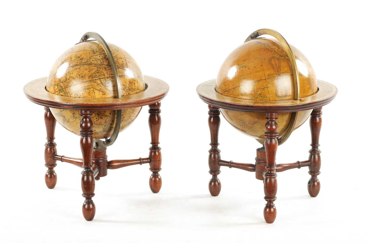 A RARE PAIR OF SMALL REGENCY J & W NEWTON GLOBES