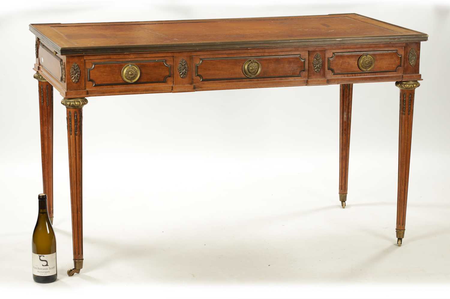 A 19TH CENTURY ORMOLU MOUNTED MAHOGANY EMPIRE STYLE WRITING TABLE - Image 2 of 5