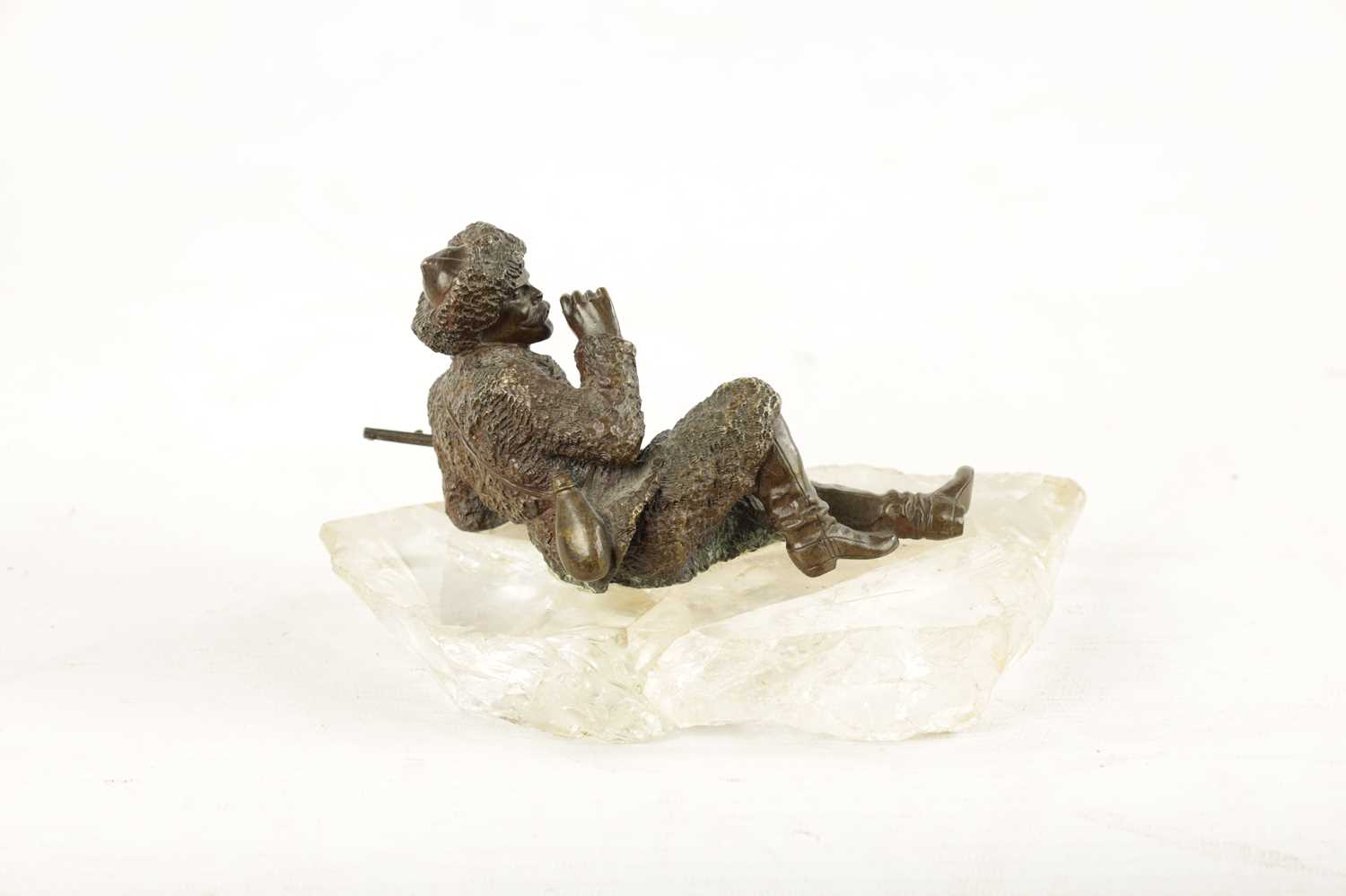 A LATE 19TH CENTURY RUSSIAN BRONZE SCULPTURE ON A ROCK CRYSTAL BASE - Image 5 of 6