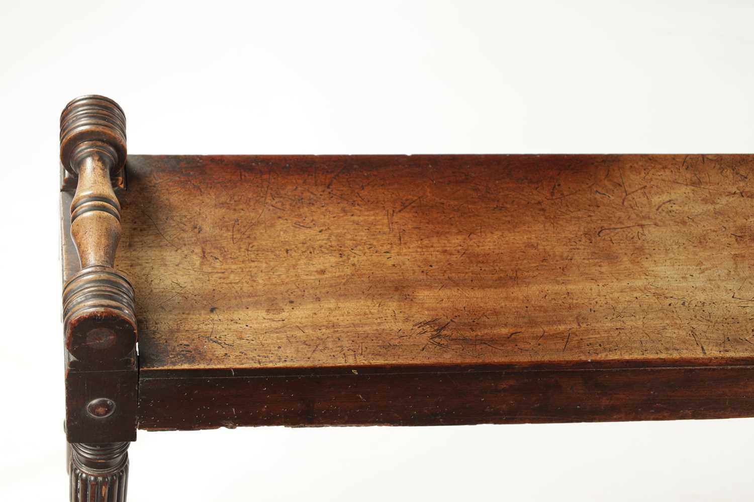 A WILLIAM IV MAHOGANY HALL BENCH OF LARGE SIZE - Image 9 of 10