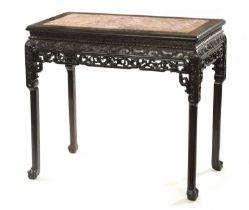 A 19TH CENTURY CHINESE HARDWOOD ALTAR TABLE