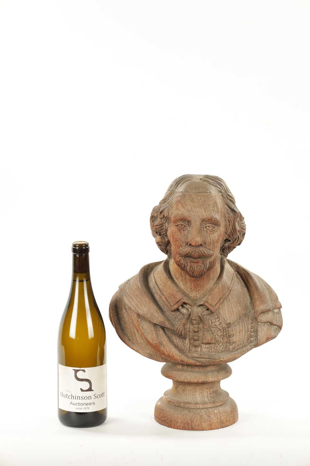 A LATE 19TH CENTURY CARVED WOODEN BUST OF SHAKESPEARE - Image 2 of 8