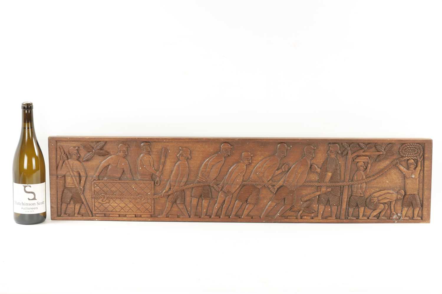 A CAMEROON CARVED HARDWOOD PLAQUE OF SLAVES - Image 2 of 8