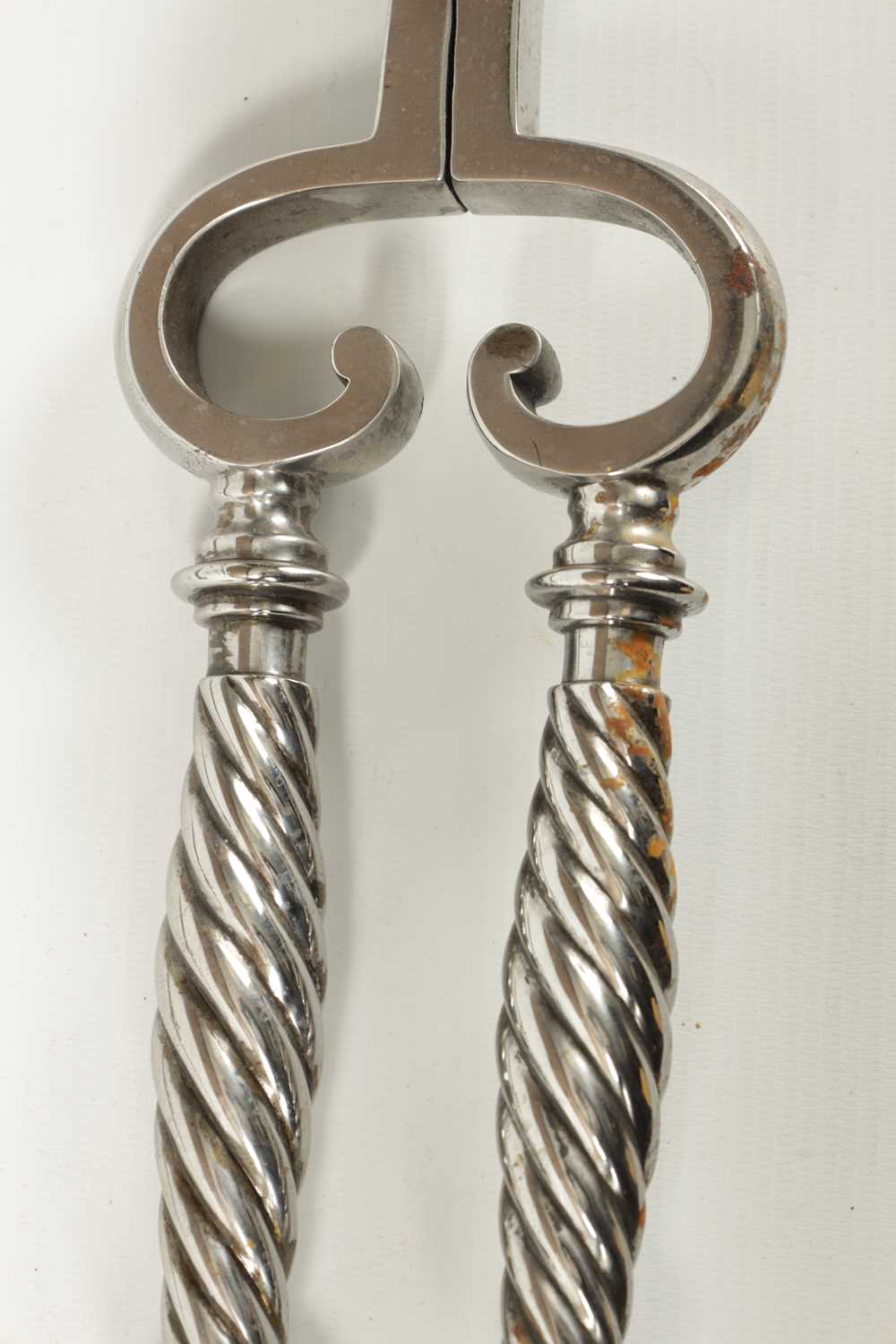 A SET OF TWO COUNTRY HOUSE GEORGIAN STEEL FIRE IRONS - Image 4 of 7