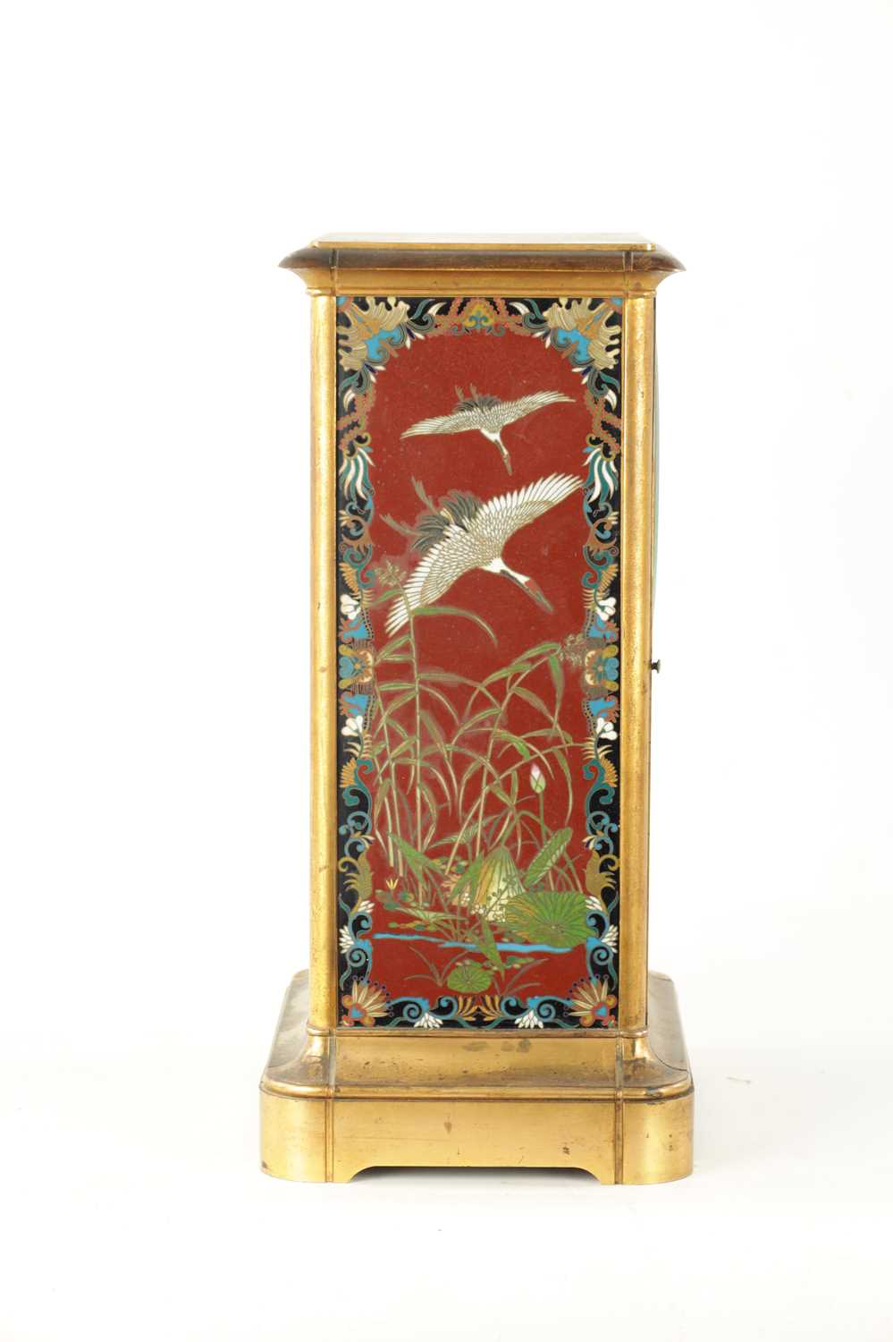 A LARGE 19TH CENTURY FRENCH GILT BRASS MANTEL CLOCK WITH JAPANESE CLOISONNE PANELS - Image 5 of 14