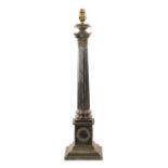 A 19TH CENTURY SILVER PLATED CORINTHIAN COLUMN TABLE LAMP