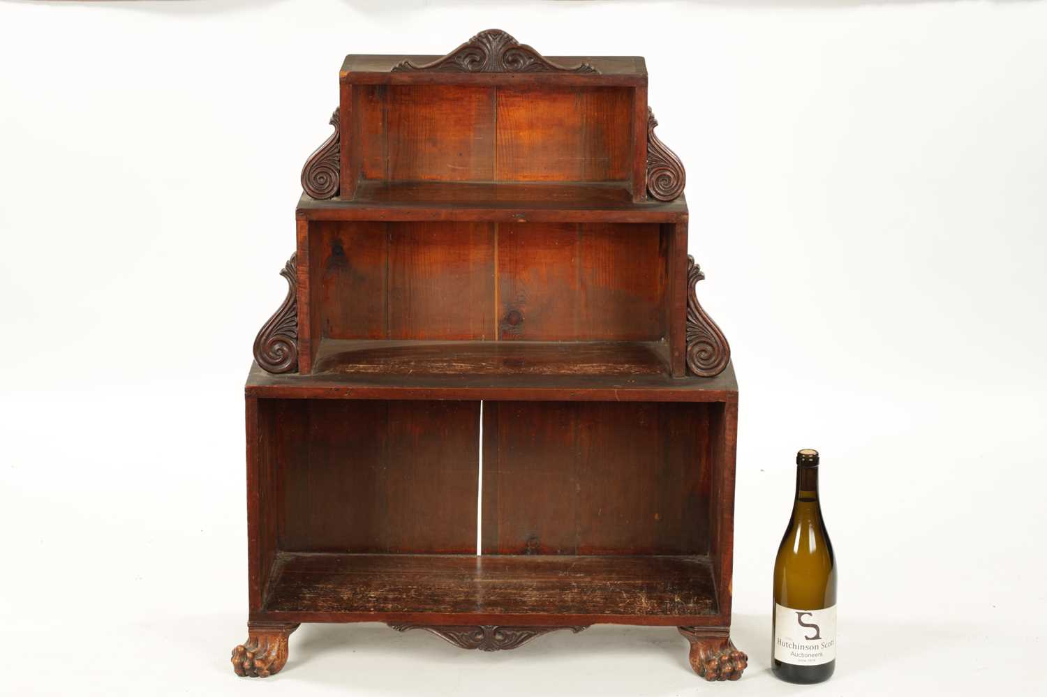 A SMALL REGENCY SIMULATED MAHOGANY STEPPED OPEN BOOKCASE - Image 2 of 11