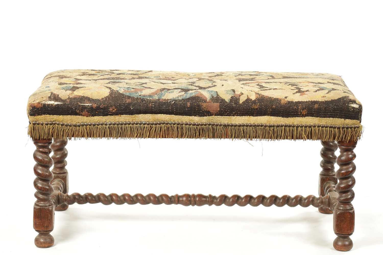 A WILLIAM & MARY OAK BARLEY TWIST STOOL - Image 9 of 10