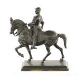 A 19TH CENTURY BRONZE EQUESTRIAN STATUE OF BARTOLOMEO COLLEONI