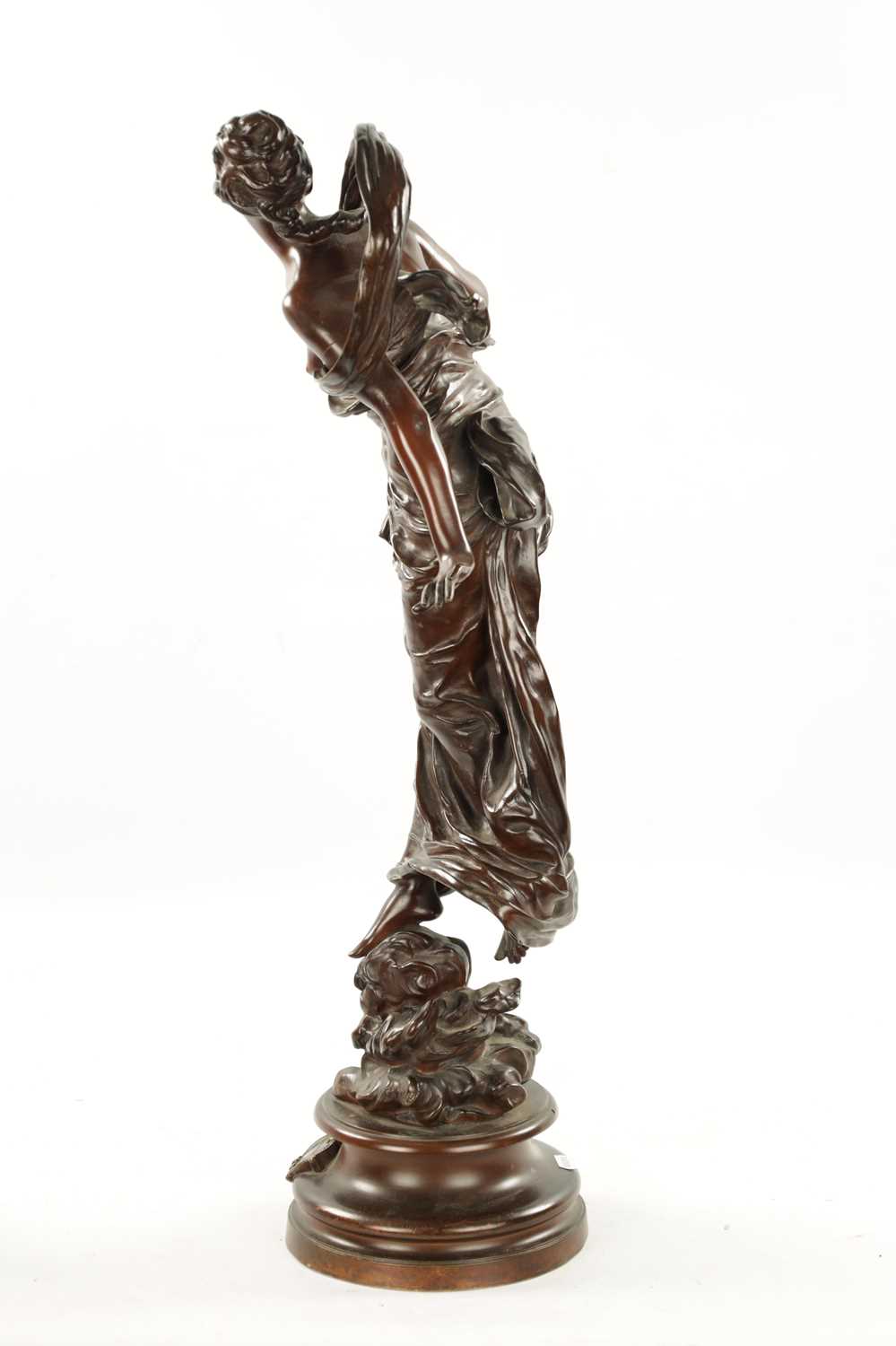 JEAN-JULES CAMBOS (1828-1885). A FINE 19TH CENTURY BROWN PATINATED BRONZE SCULPTURE OF A YOUNG LADY - Image 6 of 7