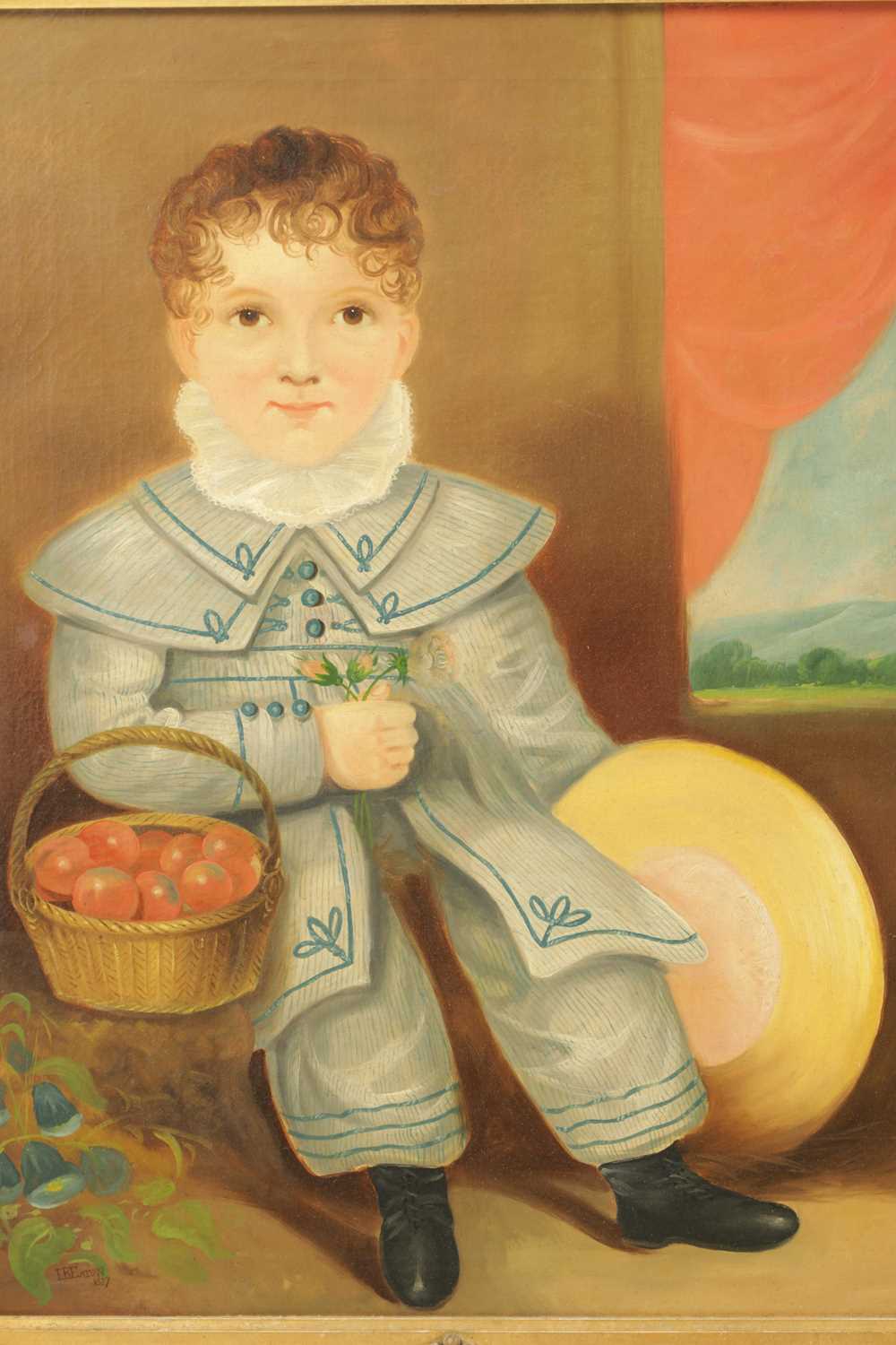 I.B.EATON, A FINE PAIR OF 19TH CENTURY NAIVE SCHOOL FULL LENGTH PORTRAITS OF CHILDREN - Image 3 of 7