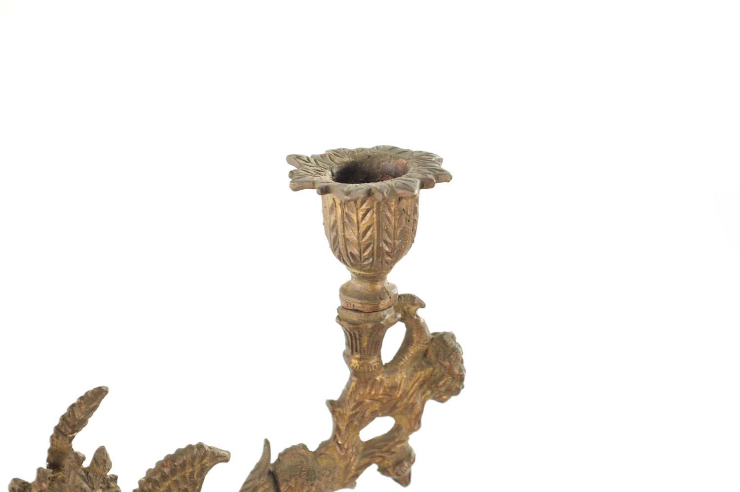A PAIR OF 19TH CENTURY GILT BRASS INDIAN CANDELABRA - Image 4 of 7
