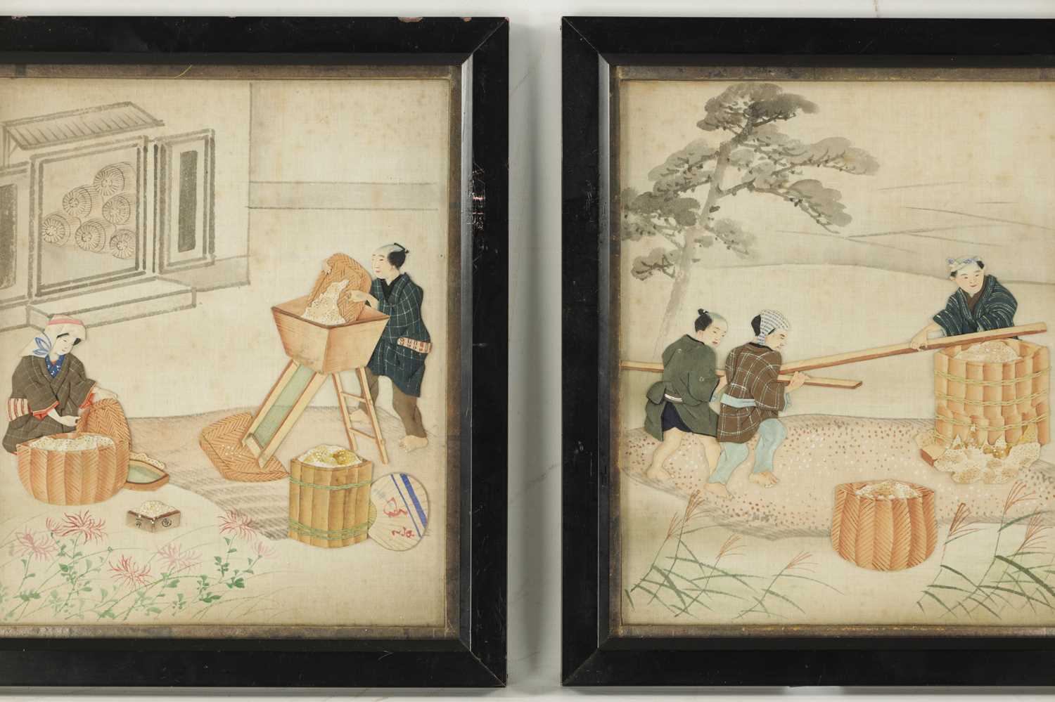 A SET OF SIX 19TH CENTURY CHINESE SILKWORK PANELS - Image 4 of 10