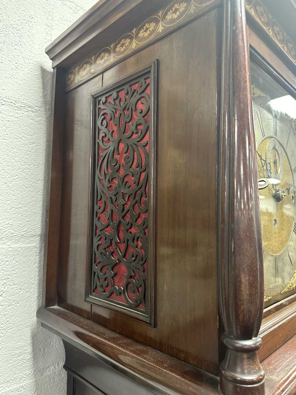 MAPLE AND CO, LONDON. A LATE NINETEENTH CENTURY THREE TRAIN MUSICAL LONGCASE CLOCK, IN THE SHERATON - Image 14 of 24