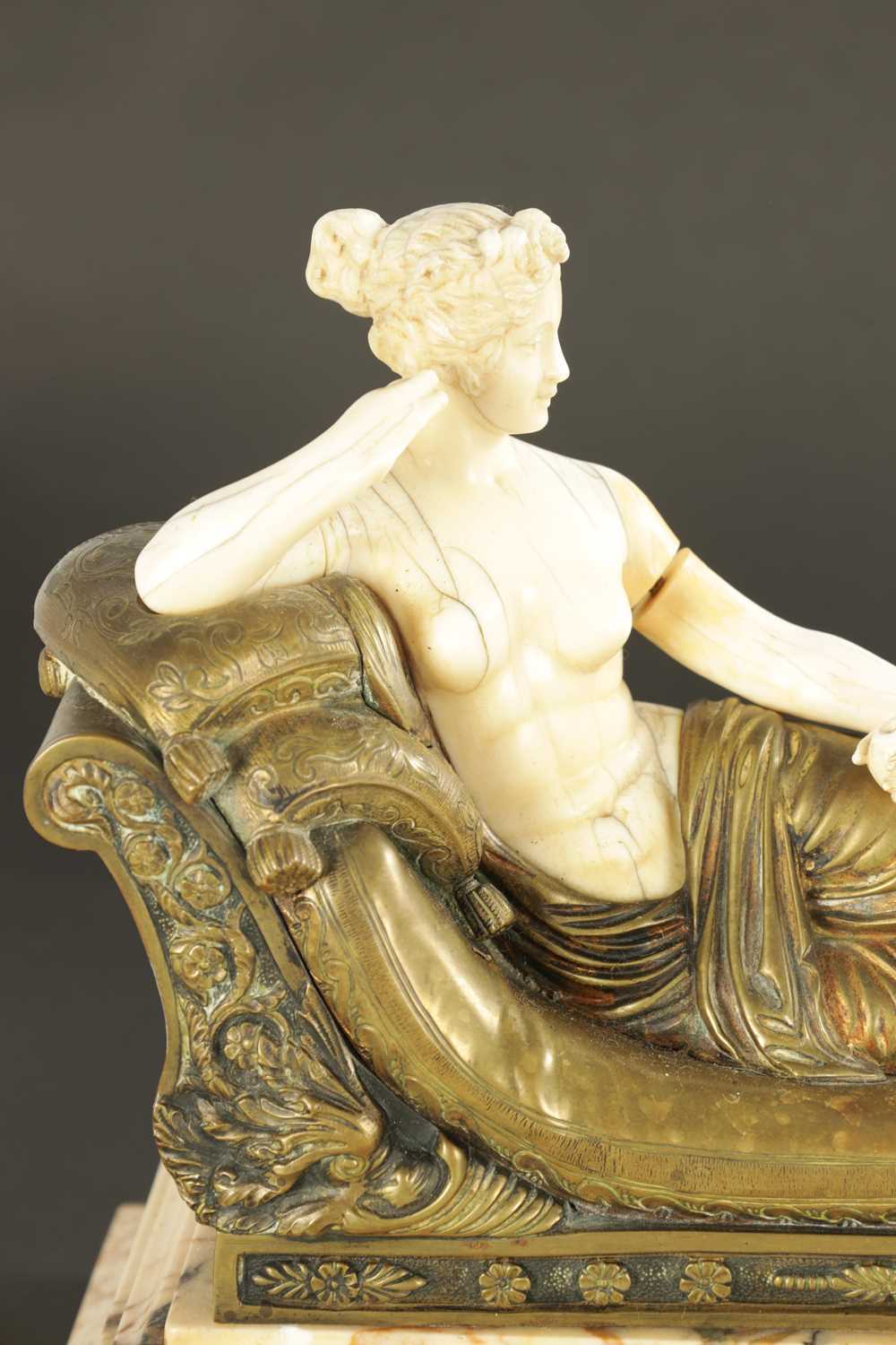 ANTONIO CANOVA (1757 - 1822). A GOOD REGENCY CARVED IVORY, BRONZE AND SIENNA MARBLE SCULPTURE - Image 3 of 7
