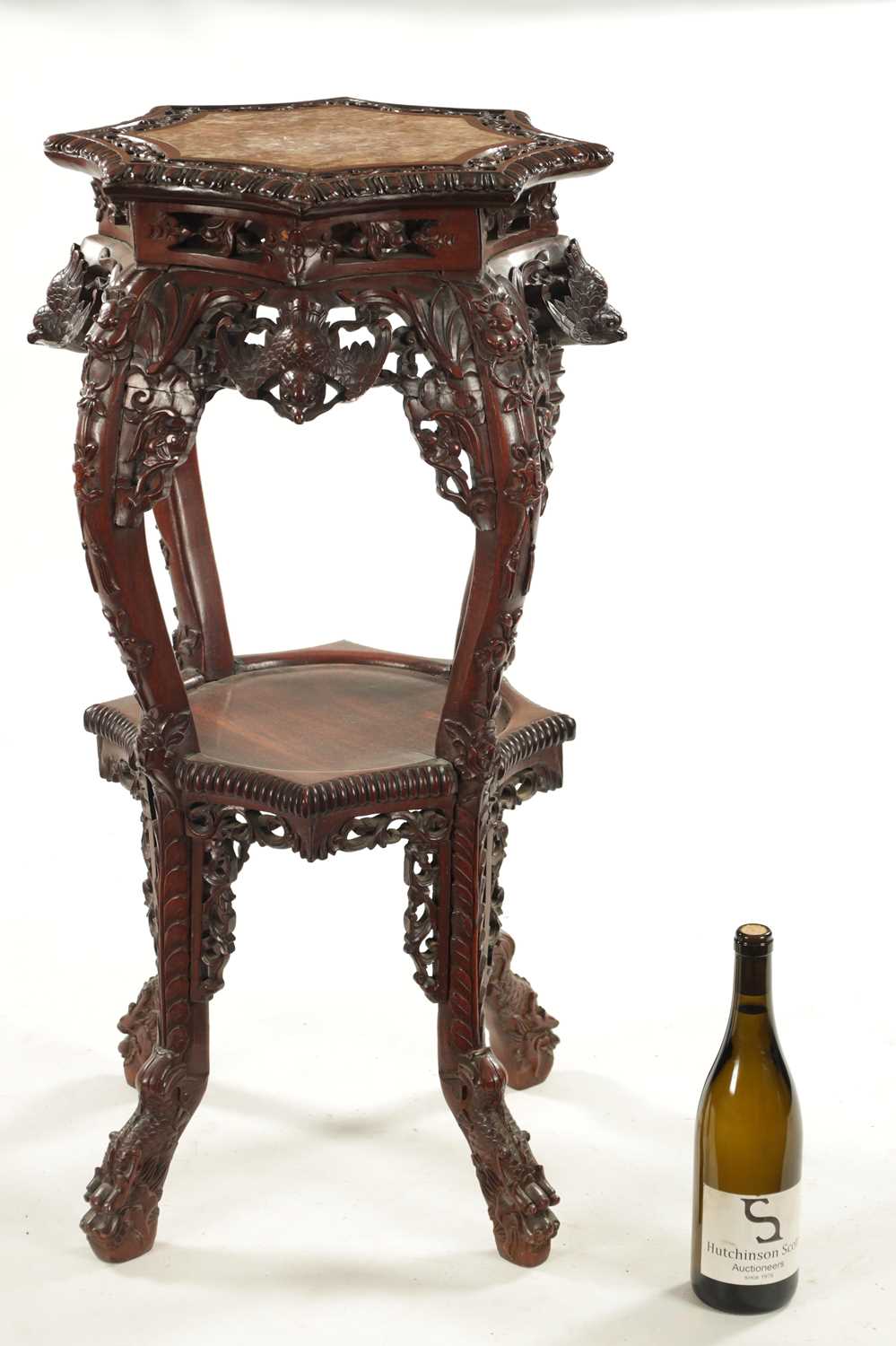 A 19TH CENTURY CHINESE CARVED HARDWOOD JARDINIERE STAND - Image 2 of 6