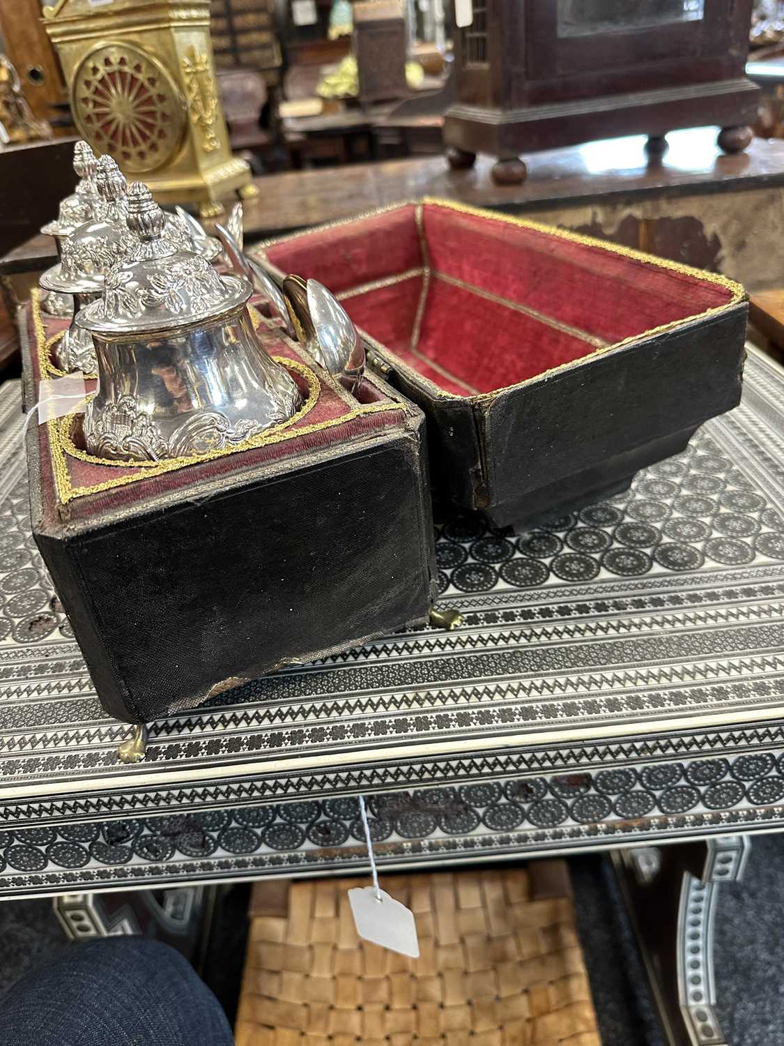 A GOOD GEORGE III SHAGREEN CASED SET OF THREE OLD SHEFFIELD TEA CADDIES - Image 15 of 22