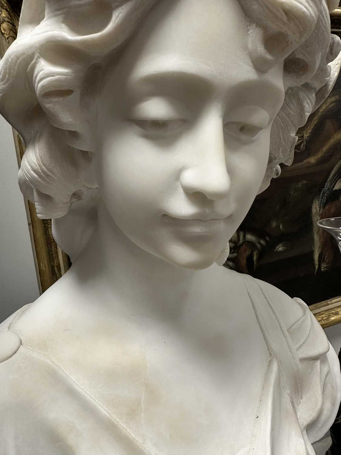 A LATE 19TH CENTURY ALABASTER BUST OF A YOUNG LADY SIGNED G. CAPELLI - Image 8 of 10