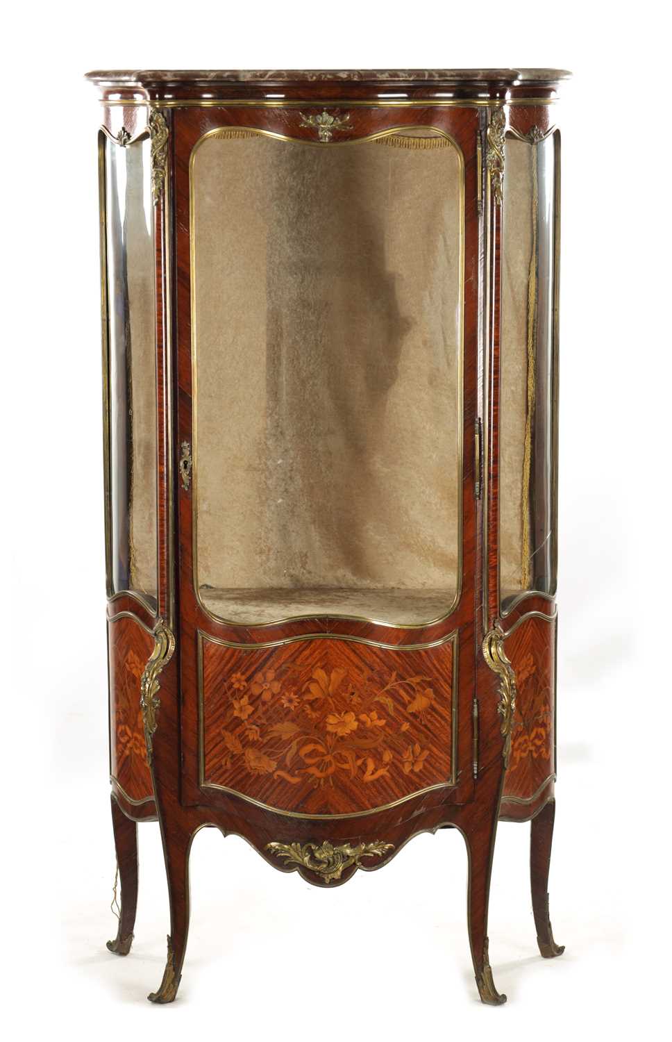 A 19TH CENTURY MARQUETRY INLAID ROSEWOOD RENE MARTIN DISPLAY CABINET / VITRENE