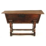 AN EARLY 18TH CENTURY ELM AND OAK DOUGH BIN