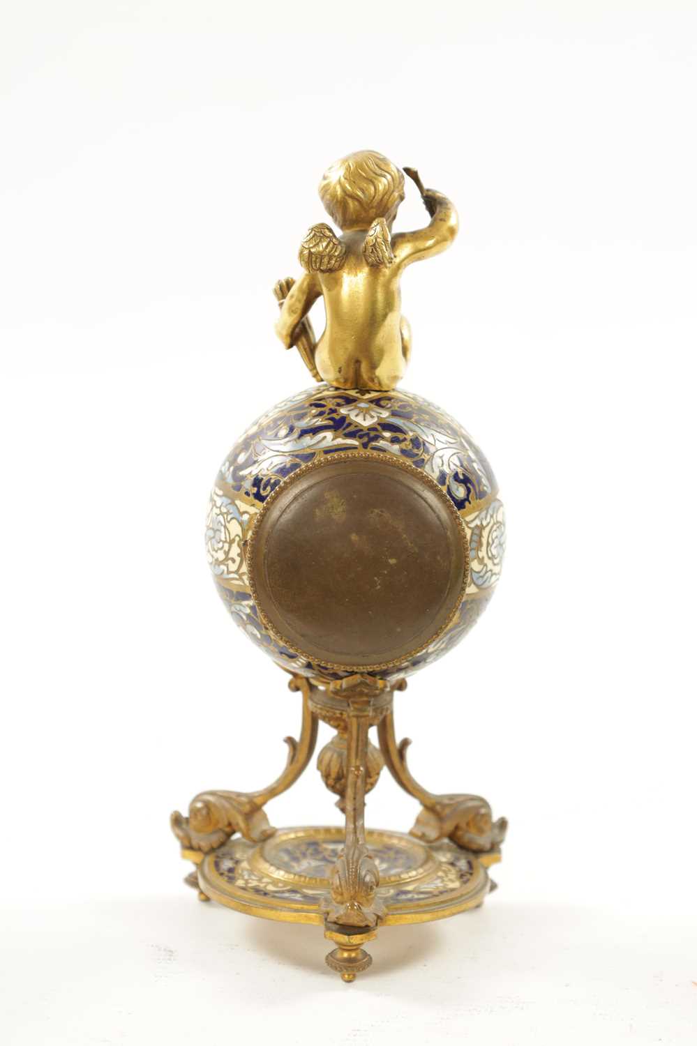 A LATE 19TH CENTURY FRENCH ORMOLU CHAMPLEVE ENAMEL MANTEL CLOCK - Image 6 of 8