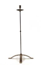 AN 18TH / 19TH CENTURY WROUGHT IRON FLOOR STANDING CANDLESTICK