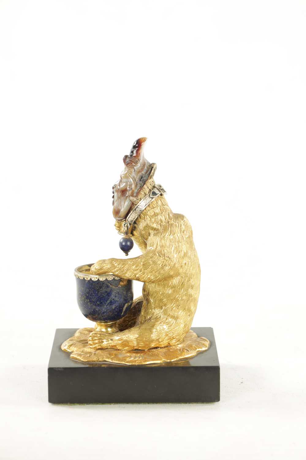 A 19TH CENTURY GILT BRONZE OF A BEAR WITH CARVED AGATE HUMAN HEAD POSSIBLY RUSSIAN - Image 5 of 6