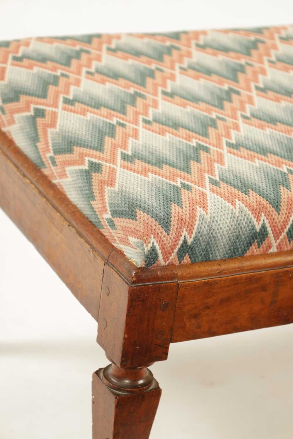A LATE 18TH CENTURY MAHOGANY UPHOLSTERED DRESSING ROOM STOOL - Image 5 of 6
