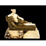 ANTONIO CANOVA (1757 - 1822). A GOOD REGENCY CARVED IVORY, BRONZE AND SIENNA MARBLE SCULPTURE