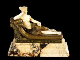 ANTONIO CANOVA (1757 - 1822). A GOOD REGENCY CARVED IVORY, BRONZE AND SIENNA MARBLE SCULPTURE