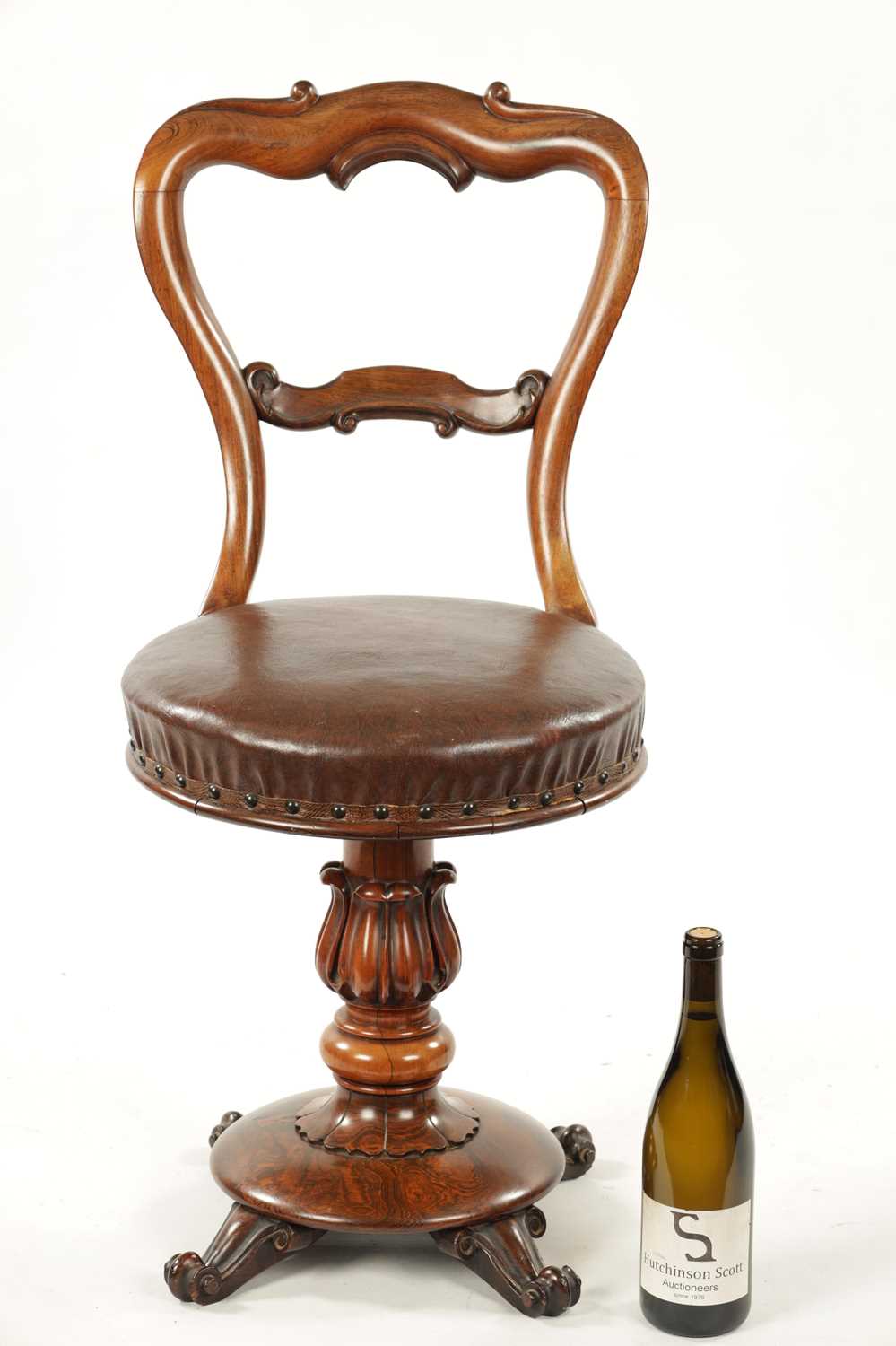 A 19TH CENTURY ROSEWOOD REVOLVING MUSIC CHAIR - Image 2 of 9