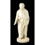 A 19TH CENTURY CARVED WHITE MARBLE SCULPTURE OF A SCHOLAR