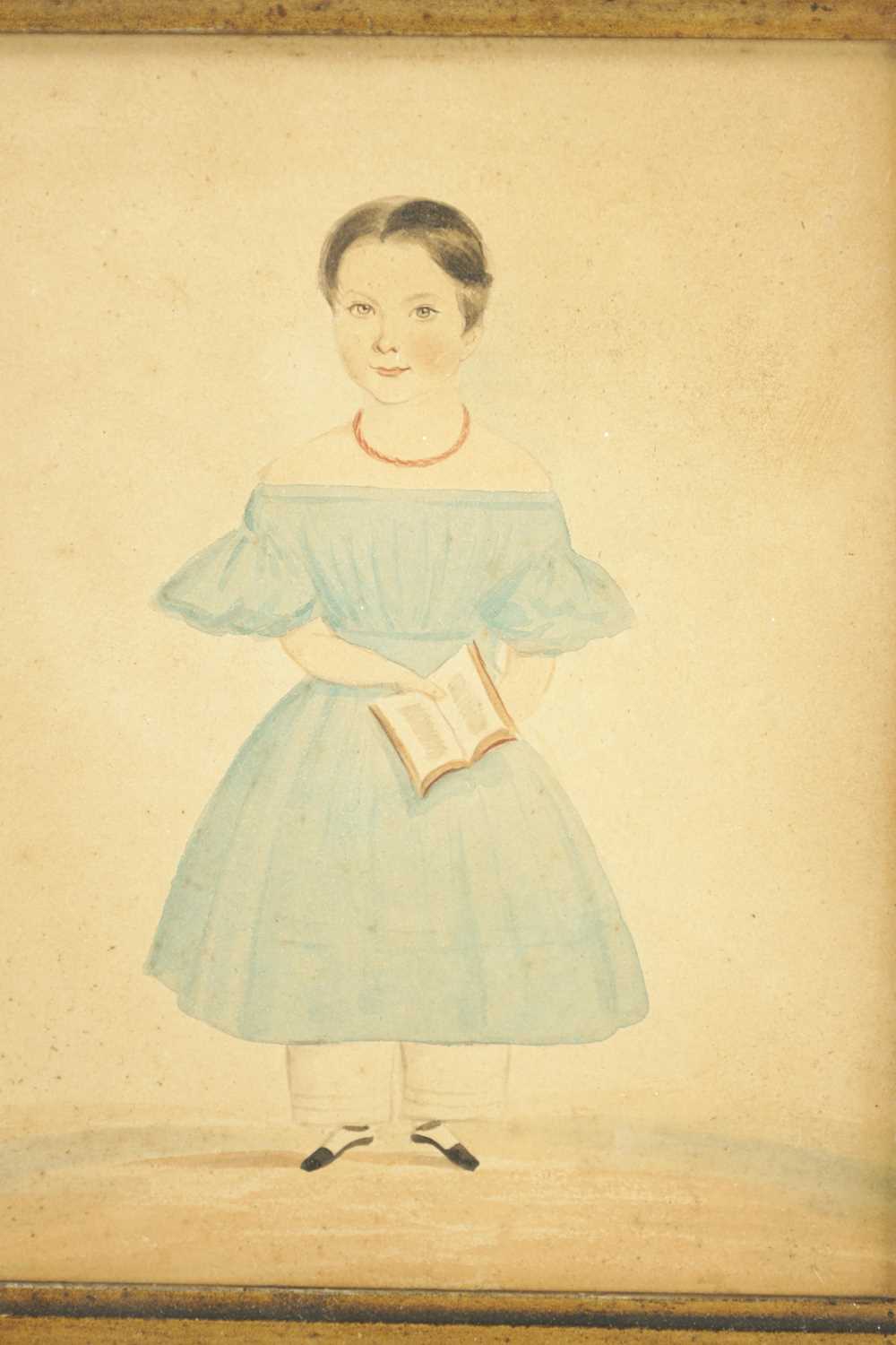 A REGENCY NAÏVE WATERCOLOUR STANDING PORTRAIT OF A CHILD. - Image 3 of 5