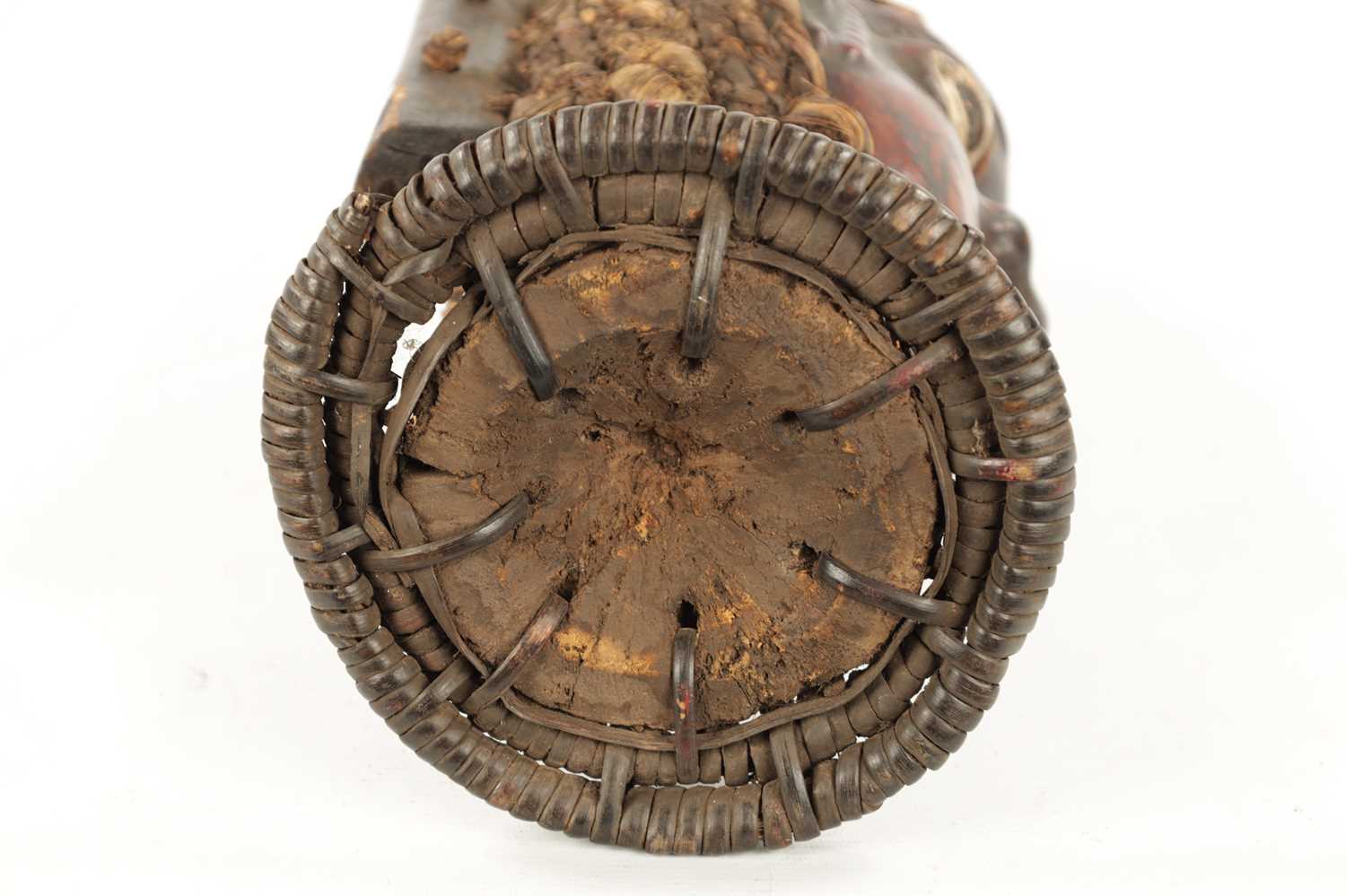 AN OLD AFRICAN WICKER AND PARDIMENT TRIBAL HEAD POSSIBLY YORUBA - Image 6 of 6