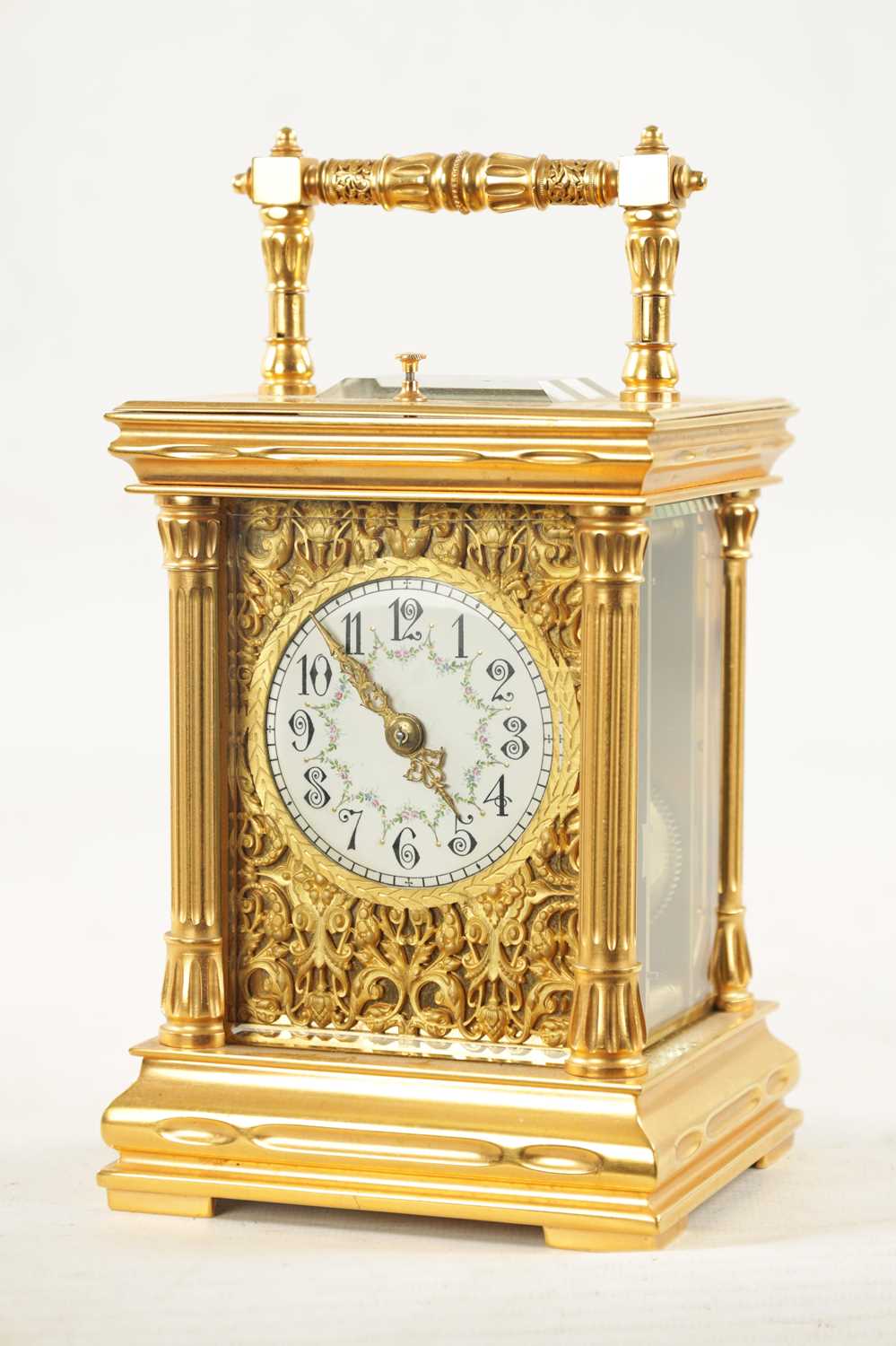 A LATE 19TH CENTURY FRENCH GILT CASED REPEATING CARRIAGE CLOCK - Image 2 of 12