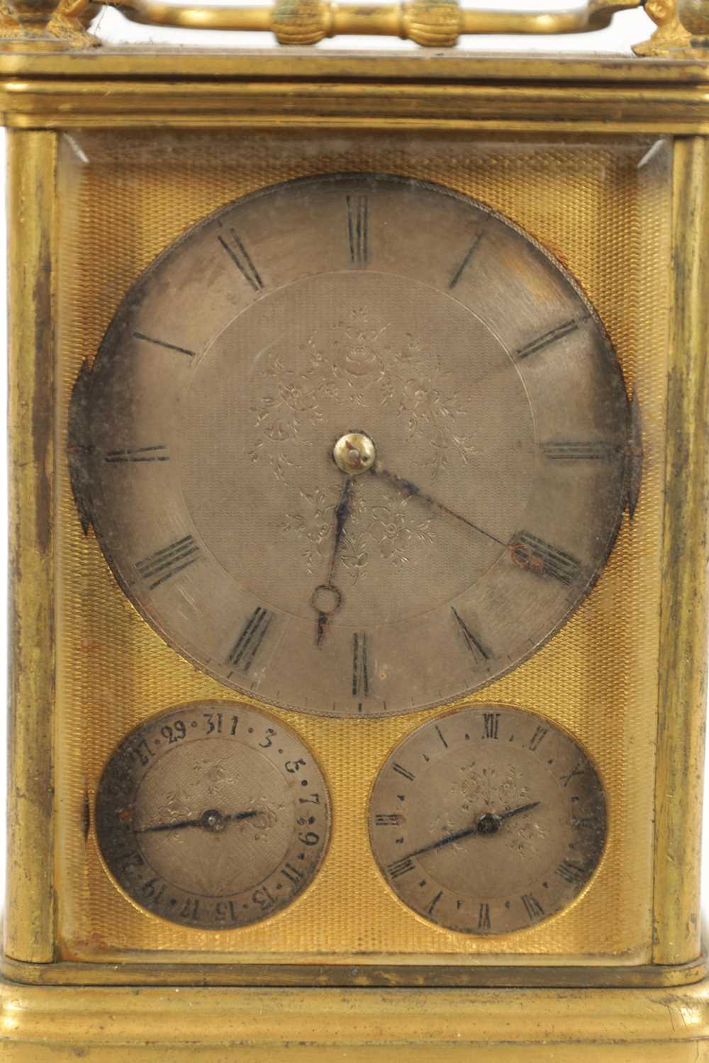 A MID 19TH CENTURY STRIKING CARRIAGE CLOCK WITH CALENDAR - Image 3 of 7